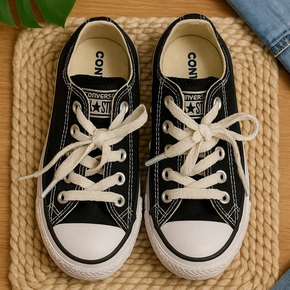 Converse Kids All Star Low Top Sneakers – Black Canvas, Size 10.5 Little Kid